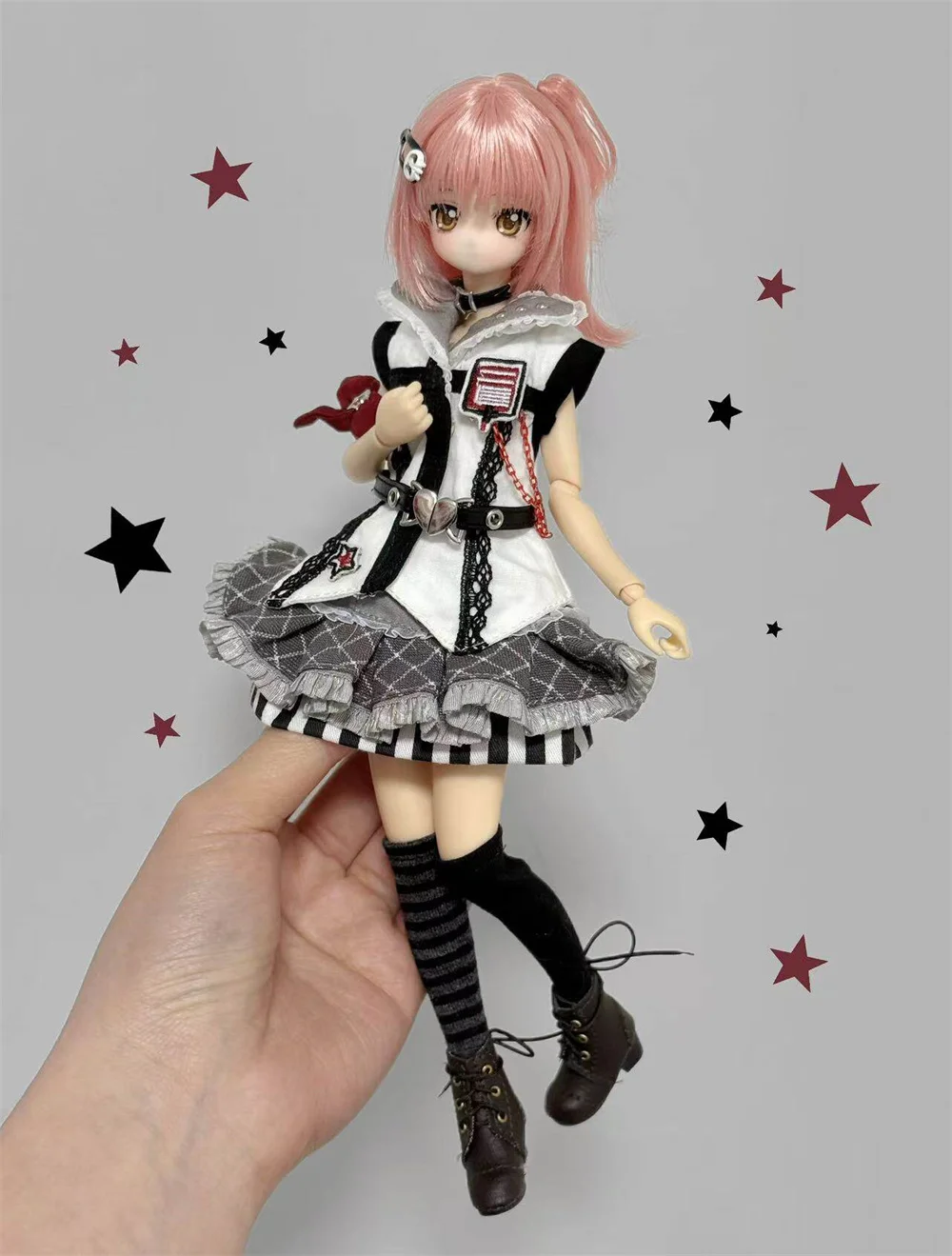 （customization 60day）BJD doll clothes suitable for ob24 azone size Cute suspender skirt clothing set doll accessories (6 points)