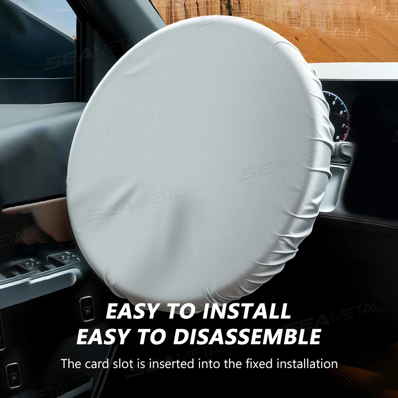 BLALION Universal Car Steering Wheel Sun Shade Cover Silver Coated Cloth Sunscreen Heat Protection Auto Interior Accessories