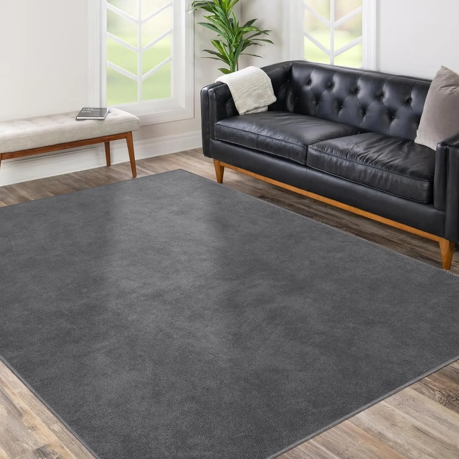 

Large Chair Mat for Hard Floors, 75x60 Flannel Area Rug Floor Protector Under Desk Mat for Home Office Dark Grey