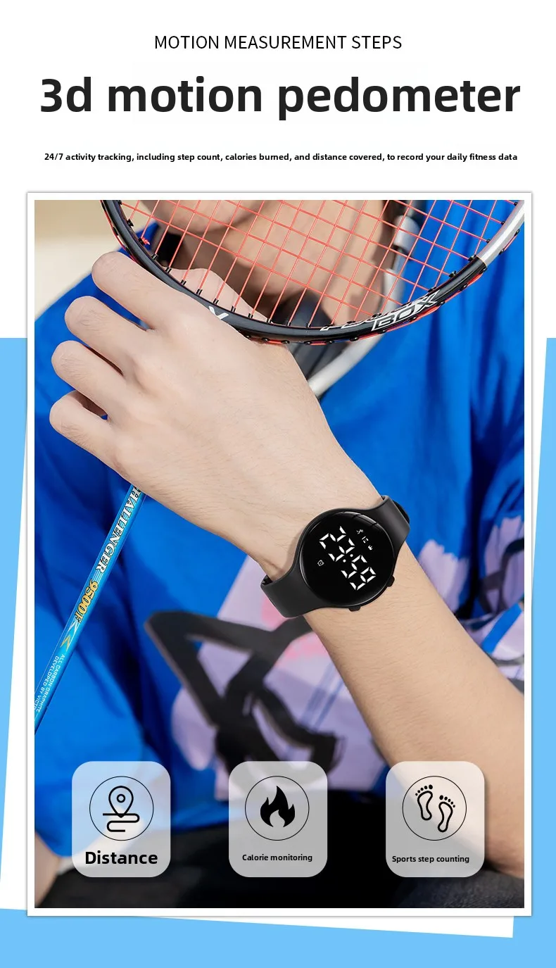 Reloj electrónico de moda para hombres y mujeres, alarma de vibración silenciosa, resistente al agua, para deportes al a