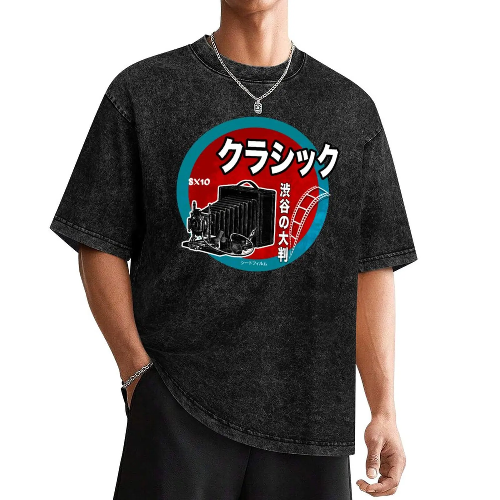 Vintage Camera Japanese Design Large Format T-Shirt oversized graphic tee plain oversized t shirts for men