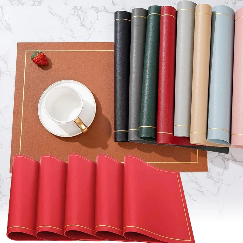 Table Mat PU Leather Placemats Waterproof and Oil-proof Beverages Coffee Pads Coasters for Teacup Mats Kitchen Accessories