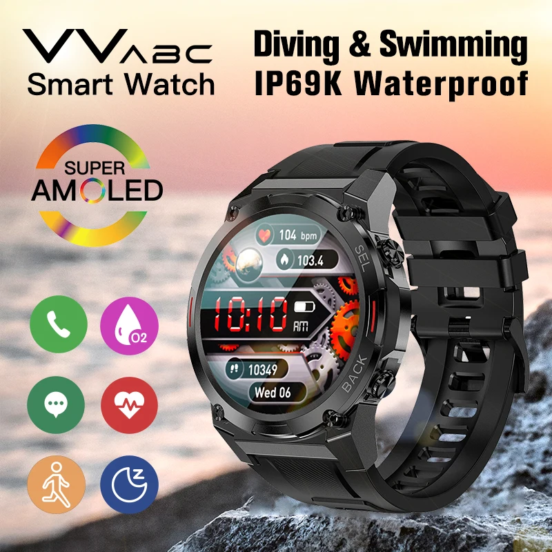 

VVABC ip68 Waterproof Smart Watch For Swimming Diving Sport Style Fitness Tracker Outdoor Smartwatch Heart Rate Sleep Dustproof