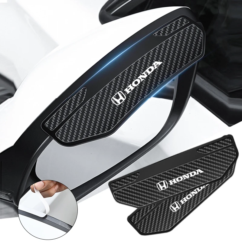Para Honda CRV Civic Accord Mugen Jazz Insight Freed Fit City Odyssey 2 uds fibra de carbono espejo retrovisor de coche lluvia ceja pegatinas