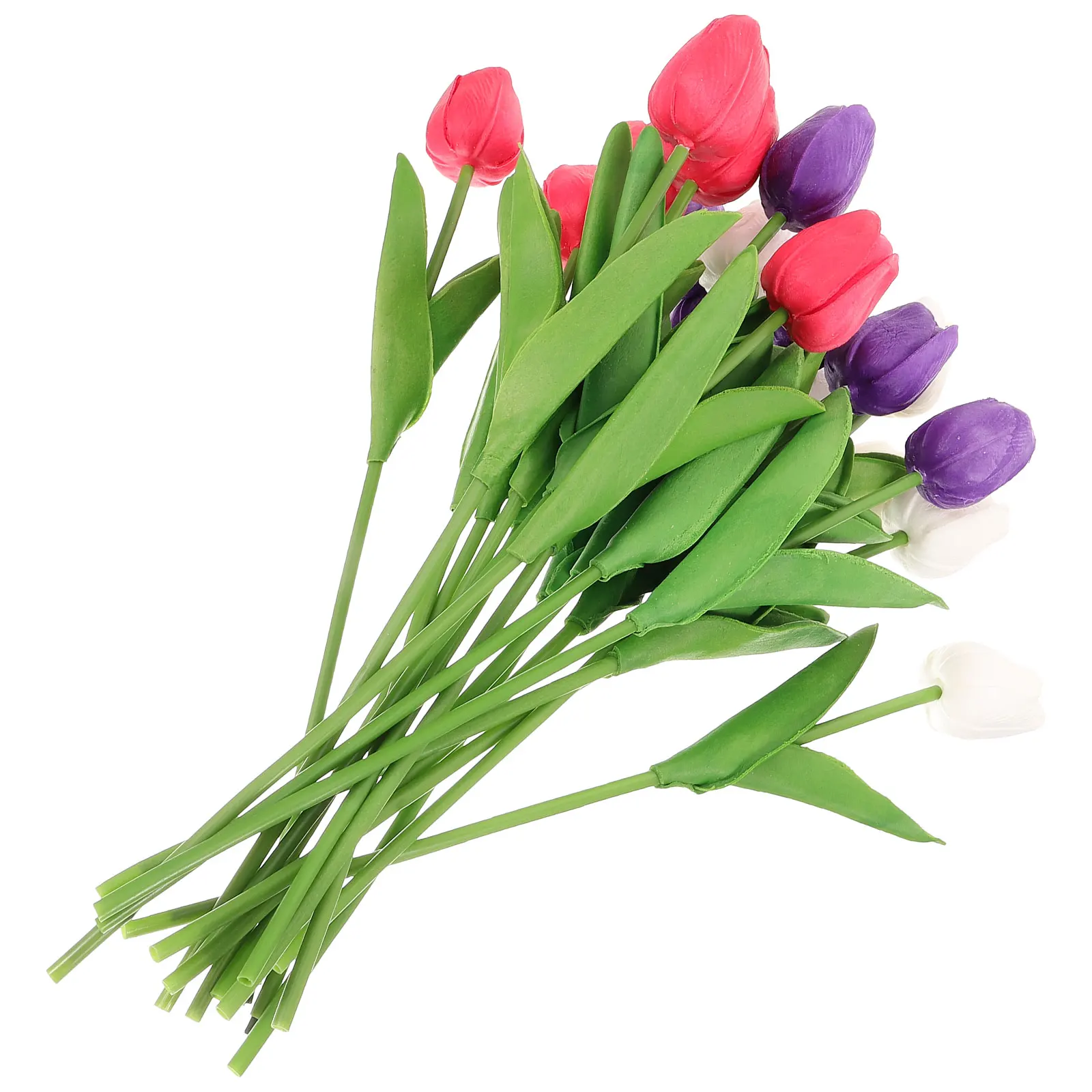 

18 Pcs Artificial Flowers Realistic PU Tulips Bouquet Decorative Fake Plants Home Wedding Party Room Layout Prop