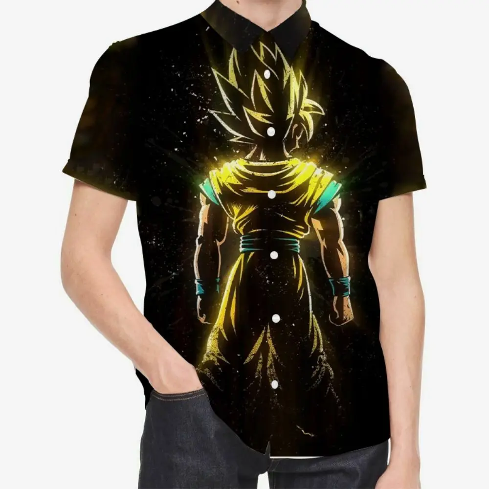 

Social Shirt Seaside Trip Men's Original Shirts Oversized Dragon Ball Z Blouse Summer 5XL Male Clothes Vegeta Streetwear Anime