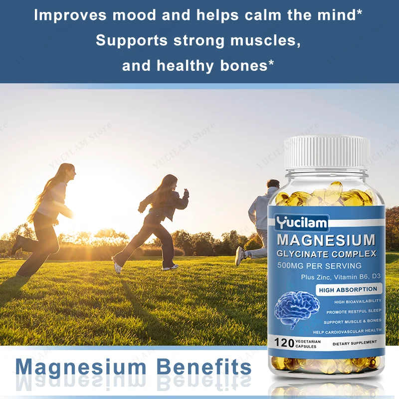 グリシン酸マグネシウムサプリメント 500mg & 亜鉛、ビ - Magnesium Glycinate Capsule のレビューと価格