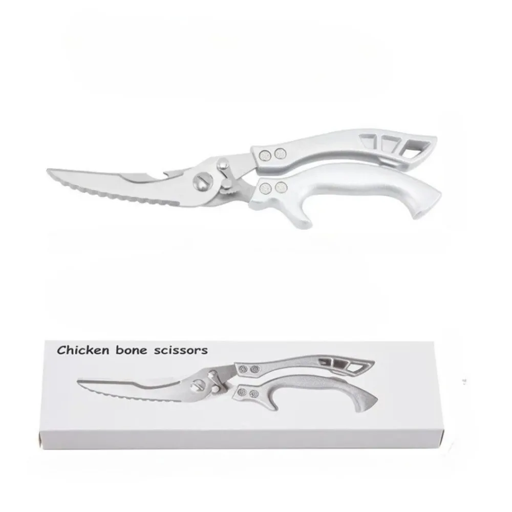 Kitchen Scissors with Fish Scaler & Bottle Opener, Spring Loaded, Multi-Purpose Scissors for Meat, Chicken, and Fish