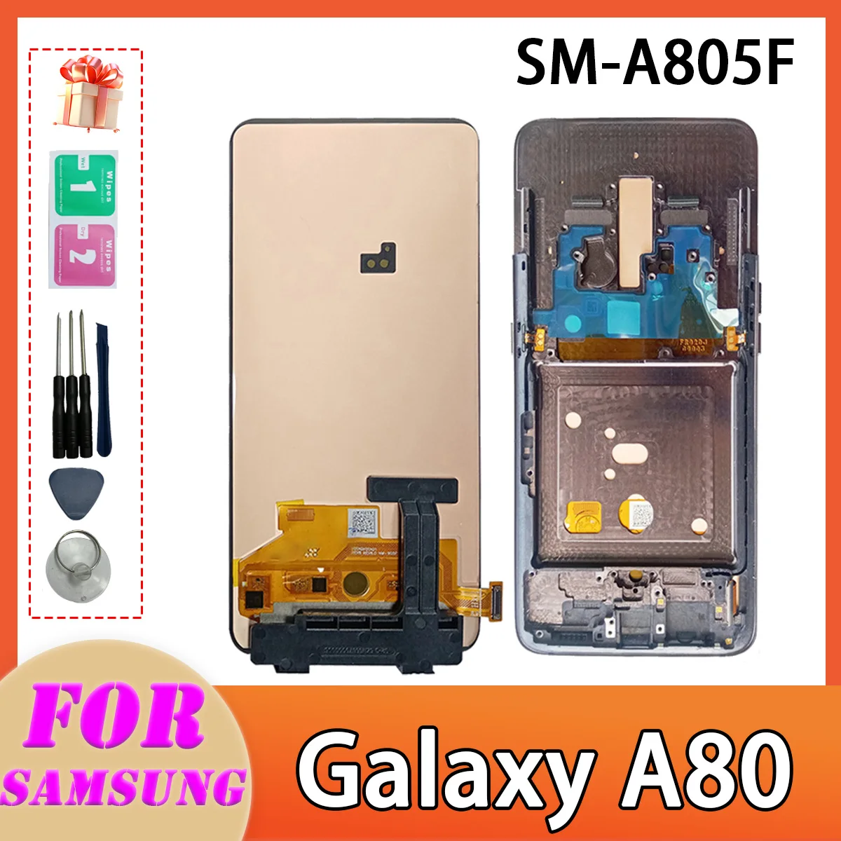 6.7\'\' Super OLED A80 Display, for Samsung Galaxy A80 A805 A805F A8050 Lcd Display Touch Screen Digitizer Assembly Replacment