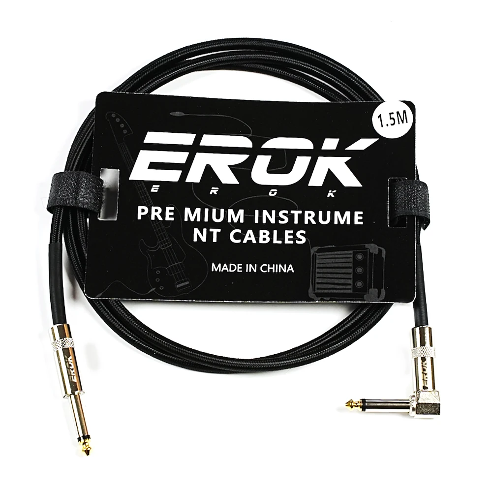 EROK 1.5M Guitar Audio Music Cable Noise Reduction Line 6.35 Male to Male Color Braided Line Connect Pedal Cables Guitar Parts