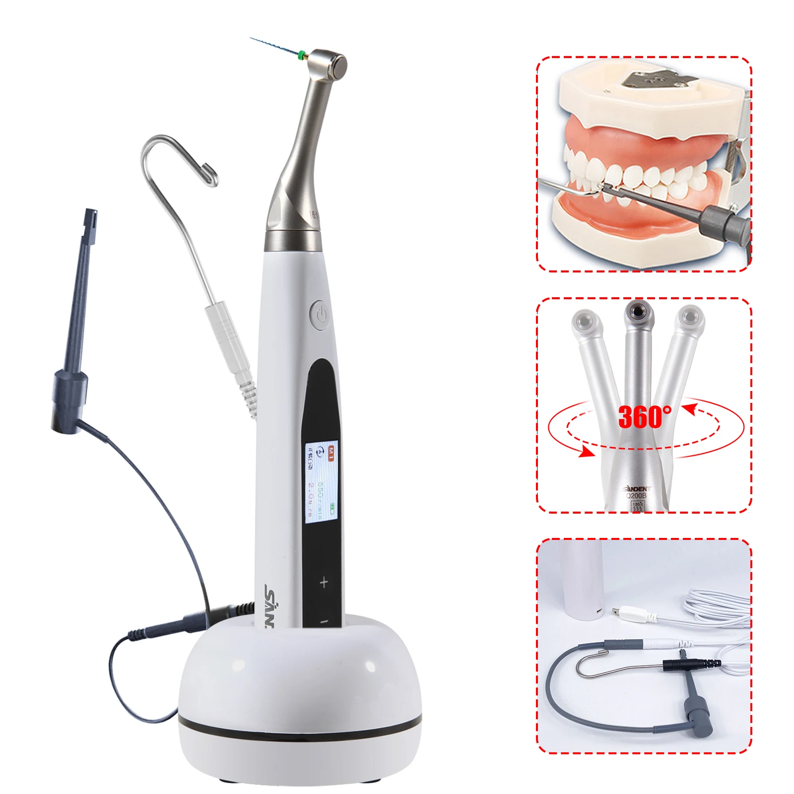 SANDENT Dental Endo Motor Root Canal Apex Locator 16:1 Contra Angle Colorful Screen