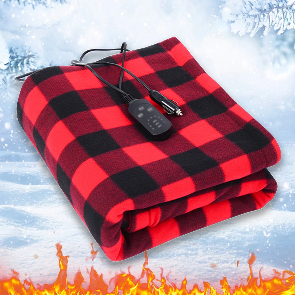 Car Electric Heated Blanket Warmer Mat Fast Heating 12V Electric Pad Heater 9 Adjustable Temperature Auto-off for Car Camping