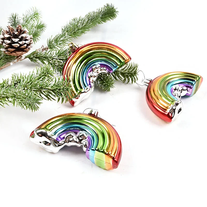 Christmas decorations, scene layout, dress up pendants, electroplating painted rainbow pendants