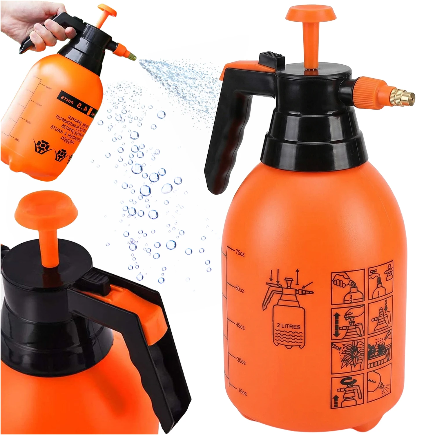 Spruzzatore da Giardino a Pressione Rosso 2 L con Pompa Manuale per Piante, Erbacce e Fertilizzanti, Moderno, Pratico, Affidabile, Compatto, dal Design Elegante, Semplice, Multiuso, Soluzione per