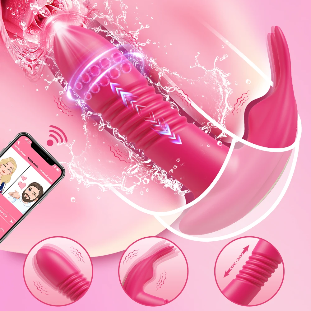 APP التحكم عن بعد هزاز خاص بالسيدات السيارات Thrusting تلسكوبي دسار البظر G-بقعة محفز النشوة الجنسية الاستمناء لعبة الجنس الإناث