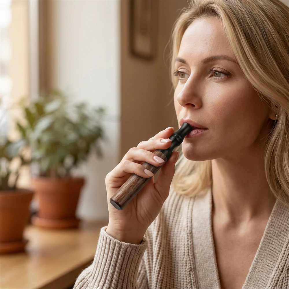 2-in-1 Aromatherapy Inhaler & Quit Smoking Aid, Wood Stick with Essential Oil Core, Nicotine-Free for Craving & Anxiety Relief