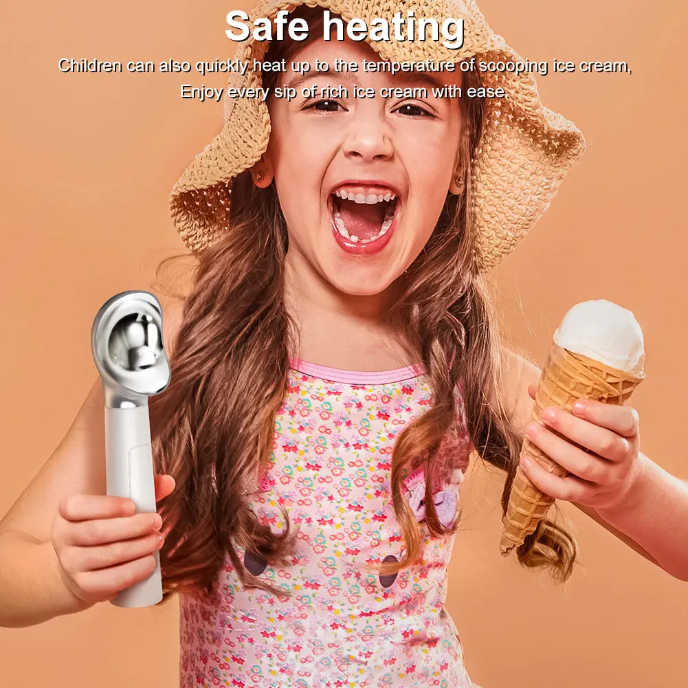 Ложка для мороженого с подогревом, перезаряжаемая электрическая ложка для мороженого для твердого мороженого, легкая для пожилых людей и детей