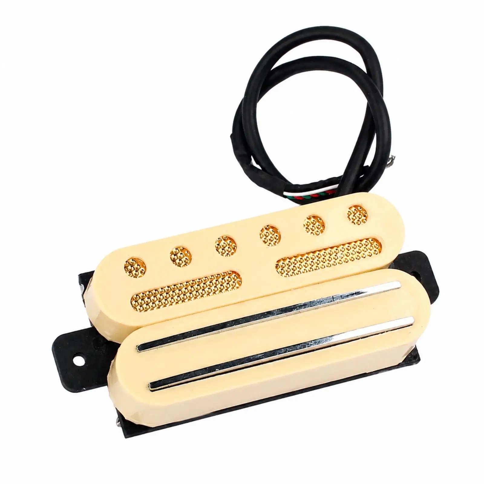 Music Pickup Device for Guitar with Twin Metal Pole Strips and Beige Plastic Cover
