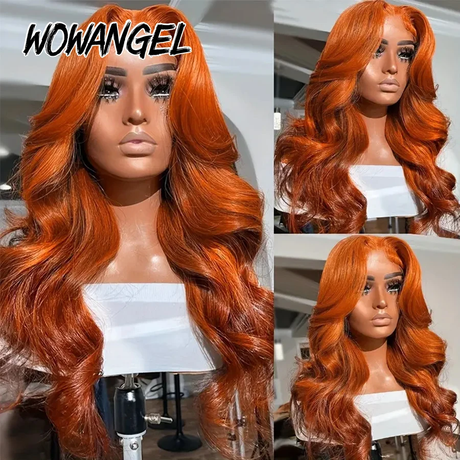 Ingwer-Orange Lace Front Echthaarperücke Body Wave 13x6 HD Lace Frontal Perücke Remy Vorgeschnittene Kleberlose Perücken Echthaar Fertig zum Tragen – Detail 3