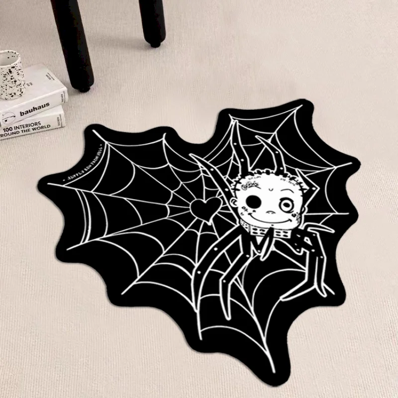 VIKAMA Halloween Cute Spider Doll Carpet Gothic Anti slip Absorbent Floor Mat Entrance Cartoon Door Mat Home Decoration