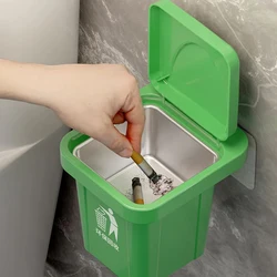 Trash Can Ashtray With Lid, Stainless Steel Ashtray, Bathroom Wall Hanging, Notch Anti-fly Ash Ashtray