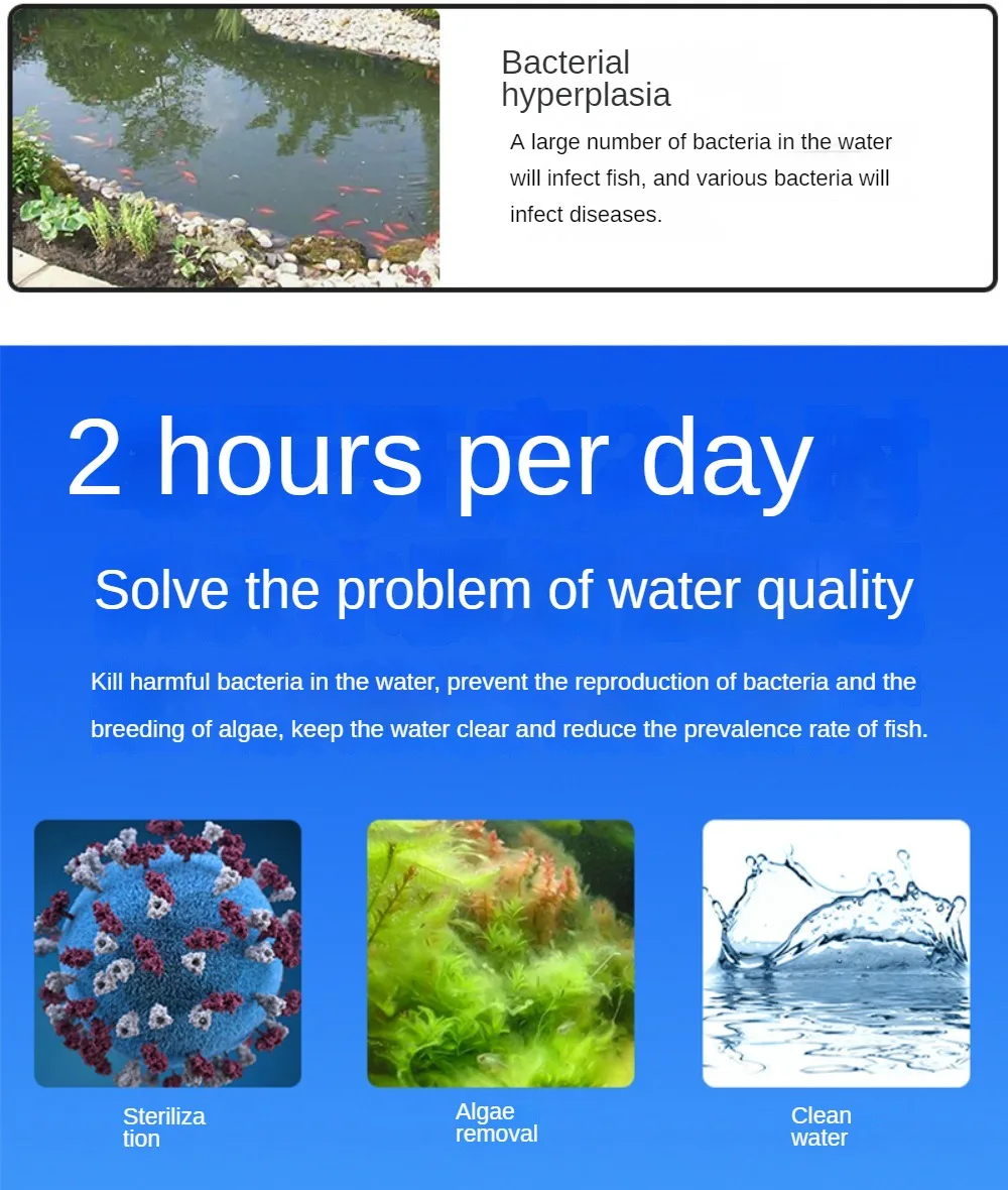 High Power UV Fish Tank Sterilization Lamp Double Tube Waterproof Diving Algae Removal for Aquarium Long Lifespan