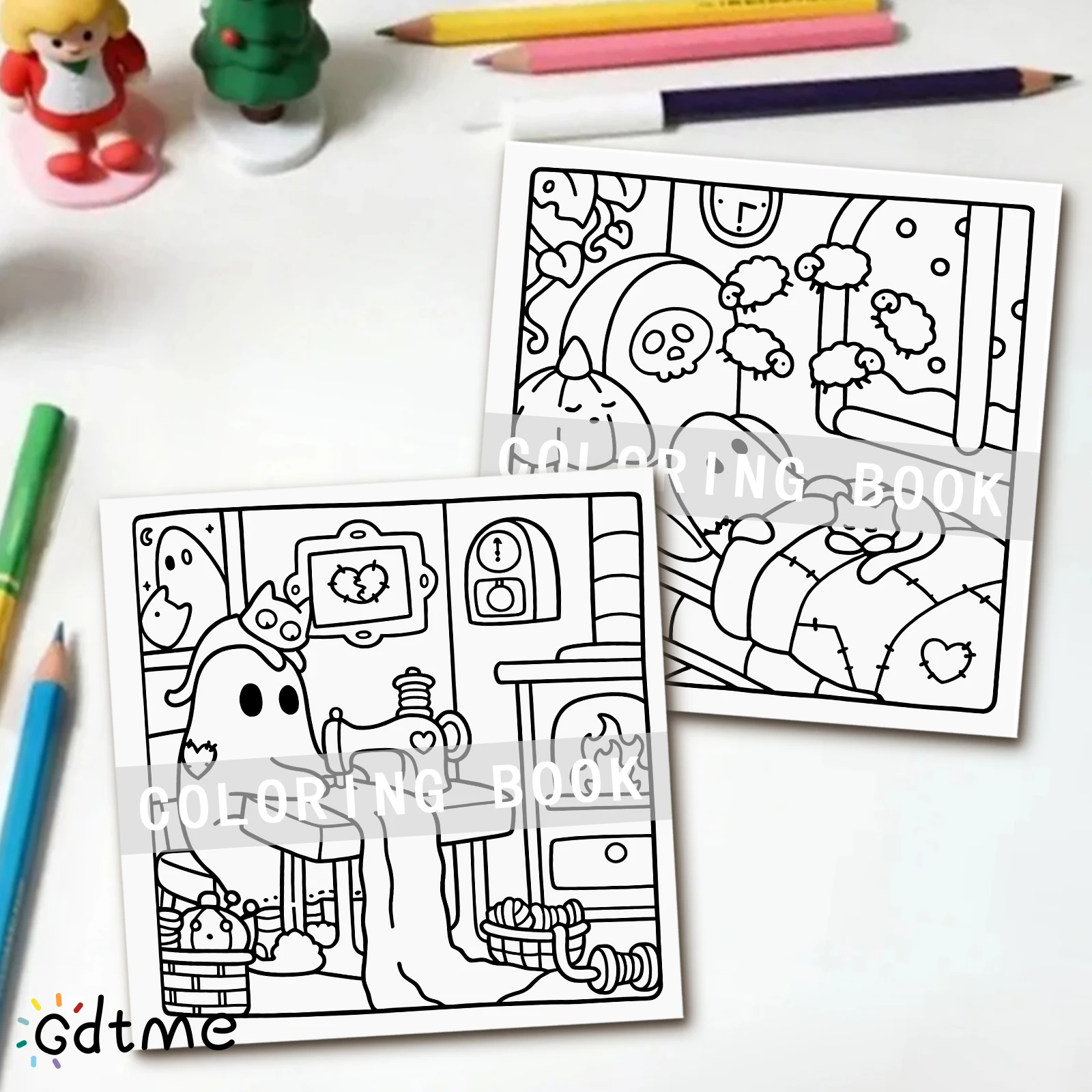 كتاب تلوين SPOOKY CUTIE للبالغين يتميز أنشطة يومية مريحة وجذابة للاسترخاء (تلوين المساحات المريحة)
