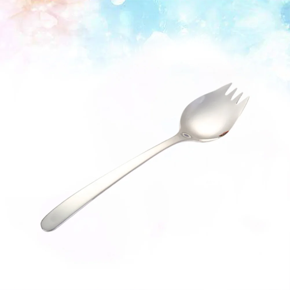 

Stainless Steel Spork Heavy Duty Long Handle Salad Spoon Fork Combo For Household Kitchen Use Ice Cream Dessert Silver Color