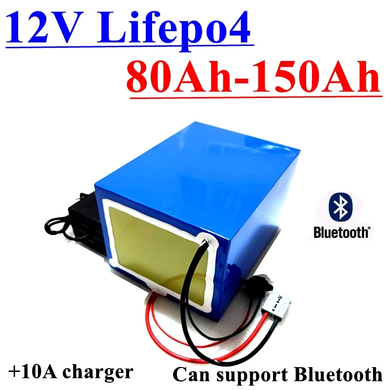 

lifepo4 12,8 В 100 Ач литиевая батарея Bluetooth BMS APP 12 В 100 Ач 120 Ач 80 Ач для караванной лодки 1200 Вт Солнечная энергия + зарядное устройство 10 А
