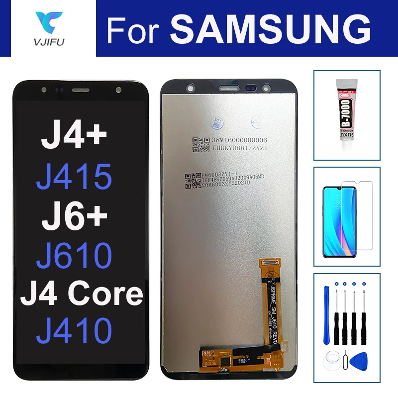 LCD 디스플레이 터치 스크린, 삼성 갤럭시 J4 플러스 J415 J4 + SM-J415F J415FN J6 플러스 J610 J610F J610FN, J4 코어 J410 교체