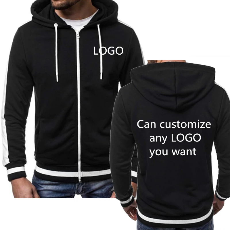 

Spring Autumn Mens Jacket Can Customize Any LOGO You Want Man Sportswear Classic Tops High Quality Zipper Men's hoodies