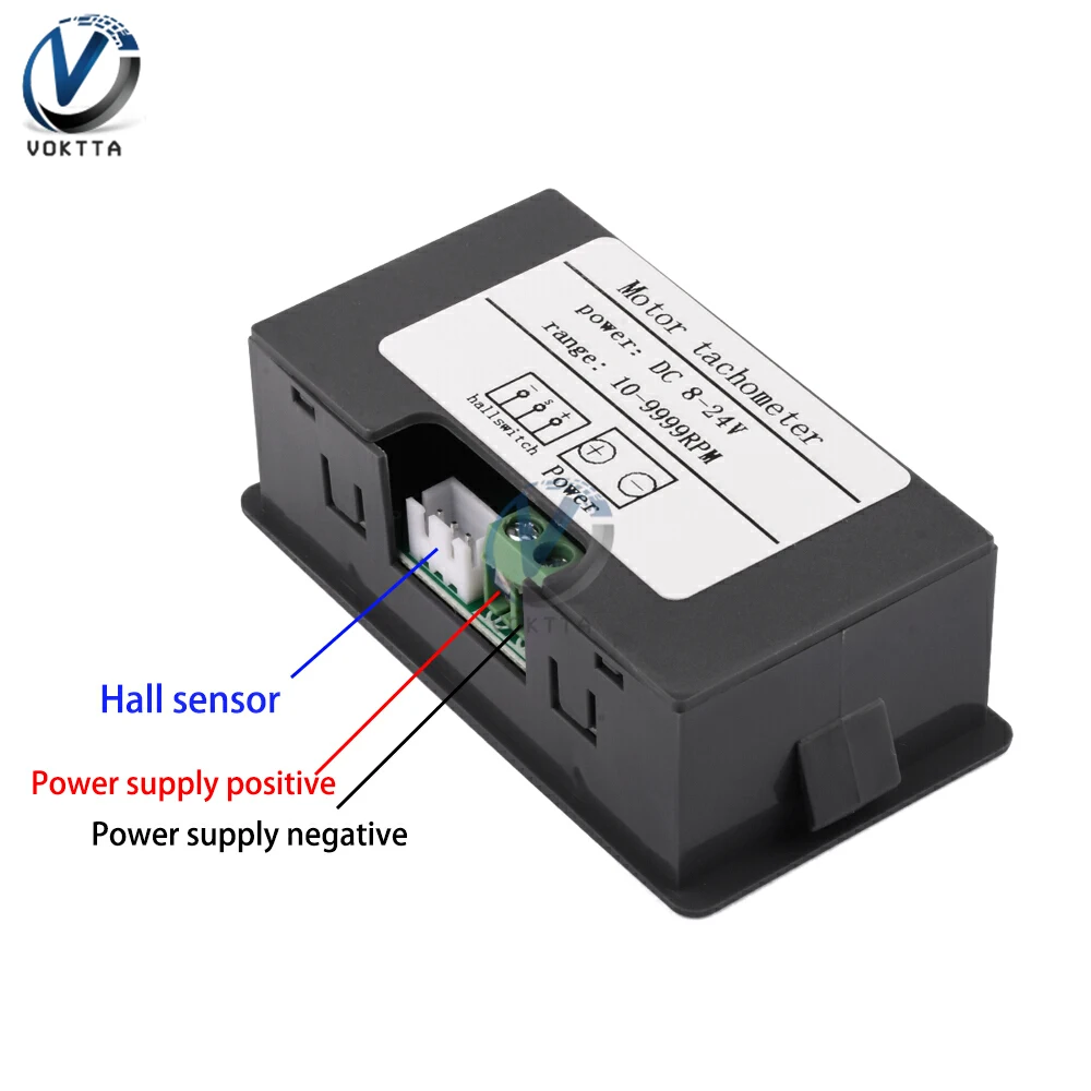 Contagiri con display a LED digitale 4 Contagiri DC 8-24V Contagiri ad alta precisione Misuratore di velocità con sensore Hall Interruttore NPN