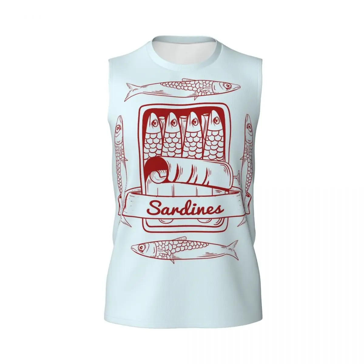 Tin Of Sardin Men Printed Sleeveless T-shirt Casual Hip Hop Street Style Beach Holiday Tank Tops
