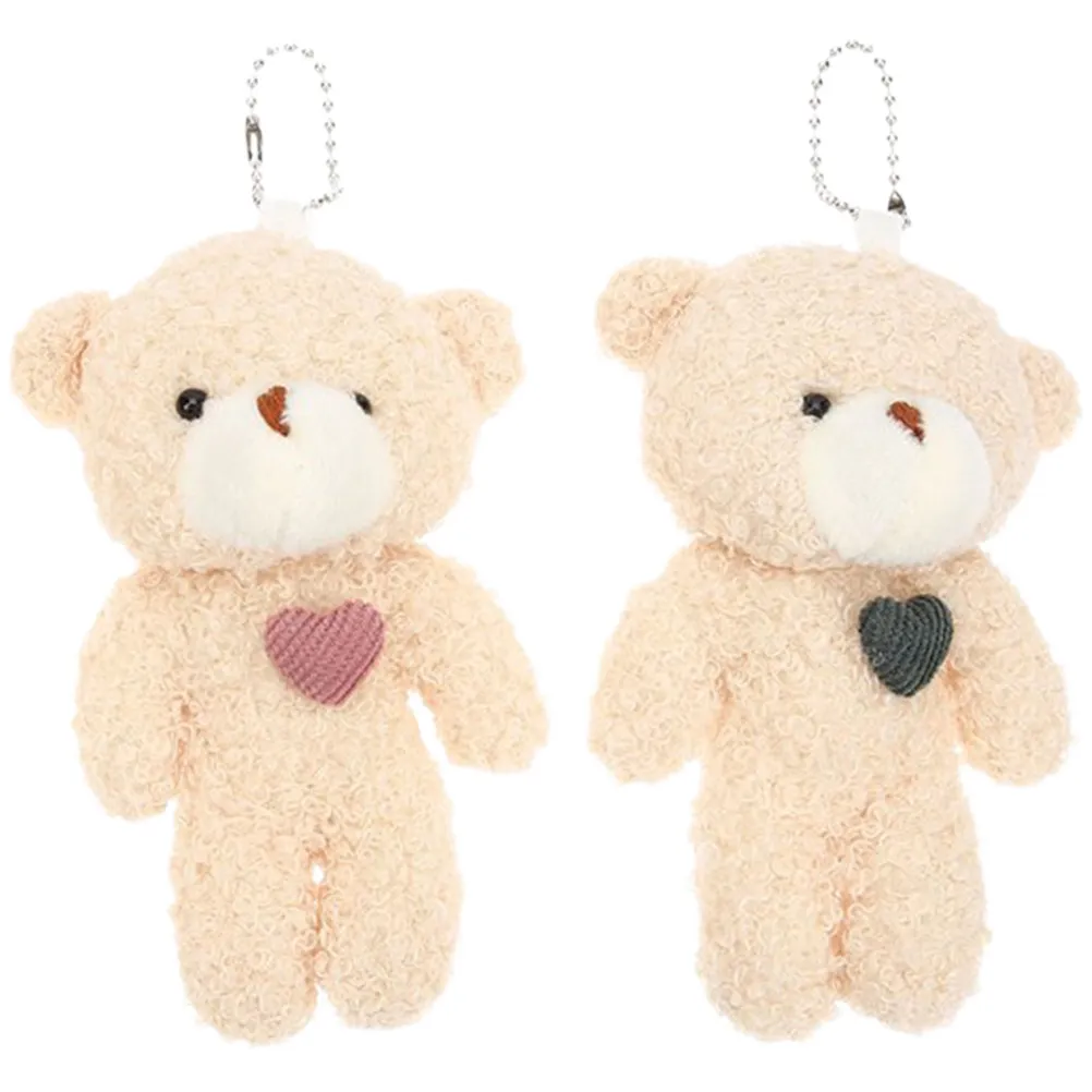 2 Pcs Stuffed Key Ring Charms Keychain Purse Pendants Bear Mini Backpack