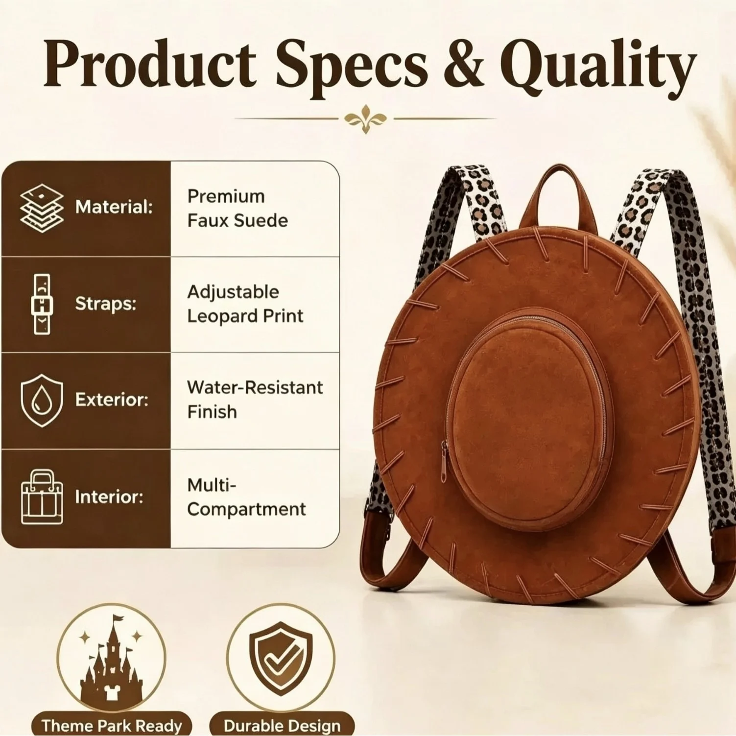 Western Cowgirl Hat Backpack Unique Western Style Cowboy Hat Backpack Leopard Strap Daypack for Country Concert Music Festival