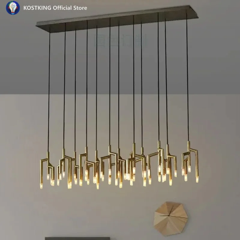 

2026 Роскошная люстра, современный свет, вилла, лестница, ресторан, бар, украшение, ветка дерева, лампы для гостиной