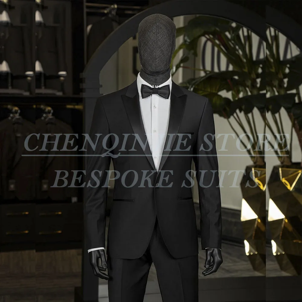 

SILIWEYA Slim Fit Wedding Men's Suits High Quality Customzied One-Button 2 Piece Jacket Pants Sets Formal Male Clothing Costume