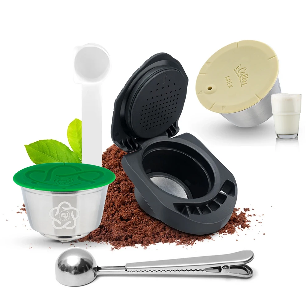 ICafilas-Adaptador Recarregável para Dolce Gusto, Cápsula de Café, Filtro Forma de Leite Pod, Aço Inoxidável, Geino S Cafeteira, Mahcine