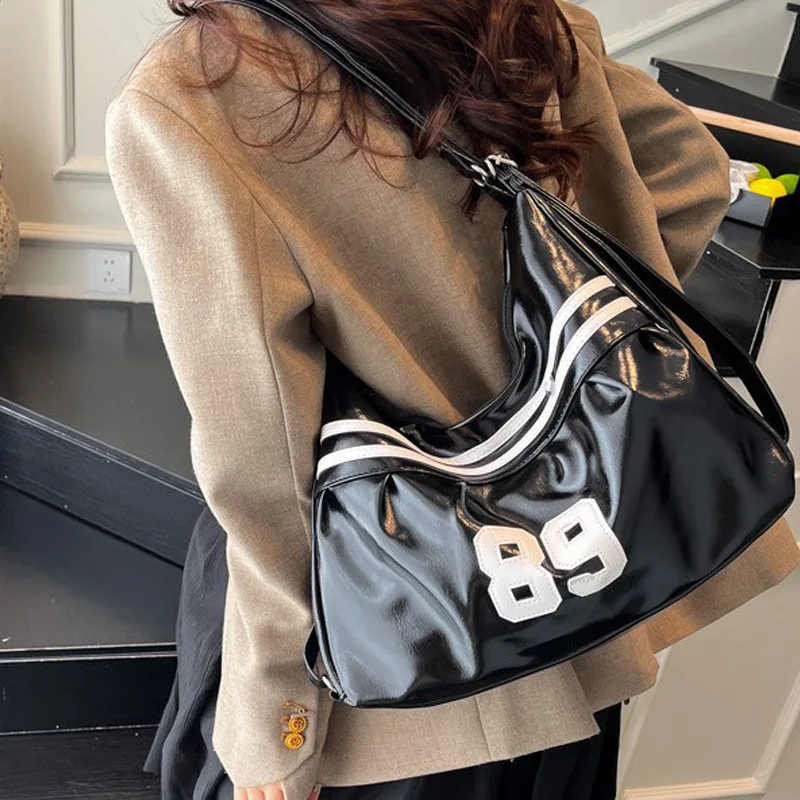 Korean Contrast Color Shoulder Bag,Millennial Pretty Grunge Y2k Girls Backpack,Soft PU Schoolbag,Street Baddie Crossbody Bag