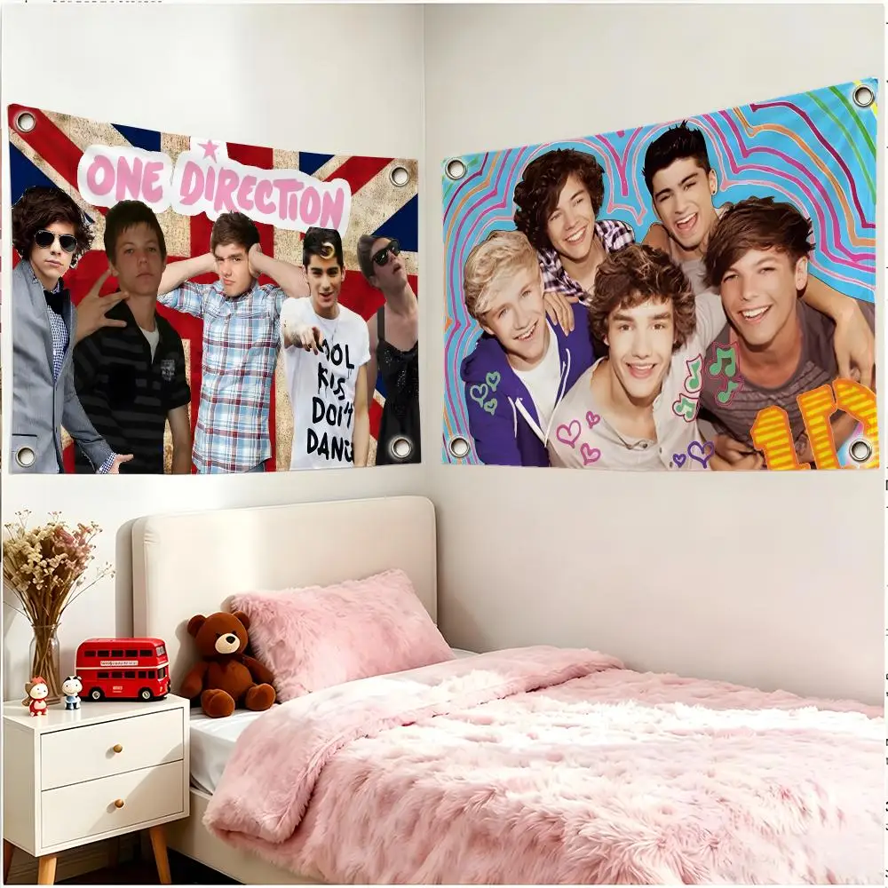 Band Pop One Direction Flags Borderless Four Ring Ornament Indoor Outdoor Decoration Quick Hang Install
