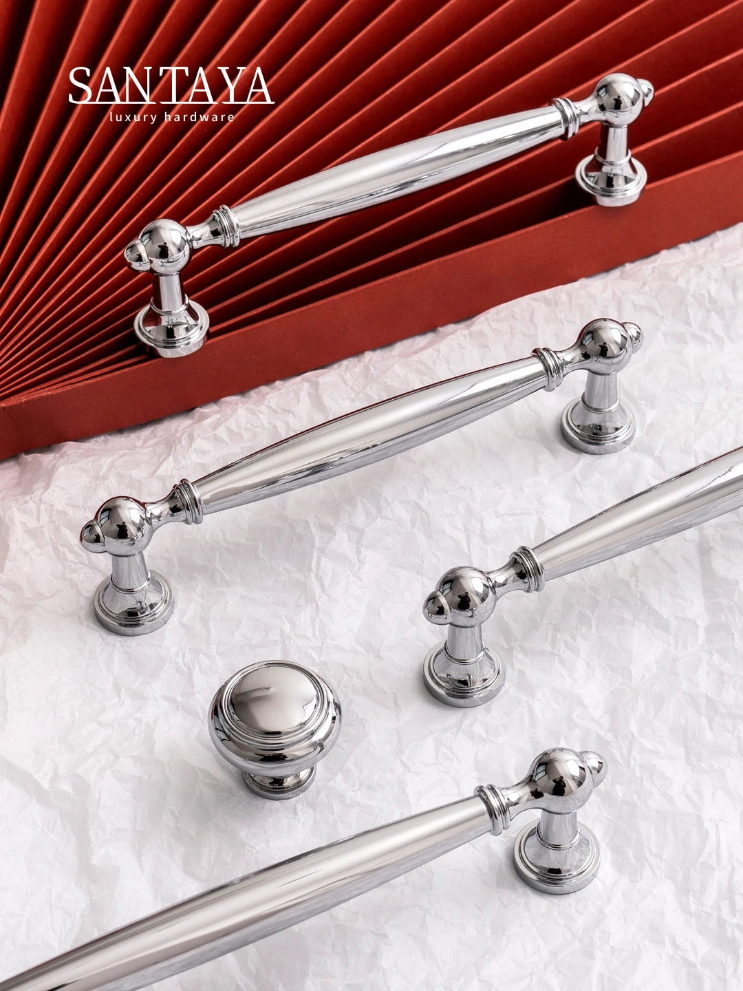 Brass Furniture Handles Chrome Silver Kitchen Cabinet Pulls Solid Copper Luxury Wardrobe Dresser Drawer Knobs