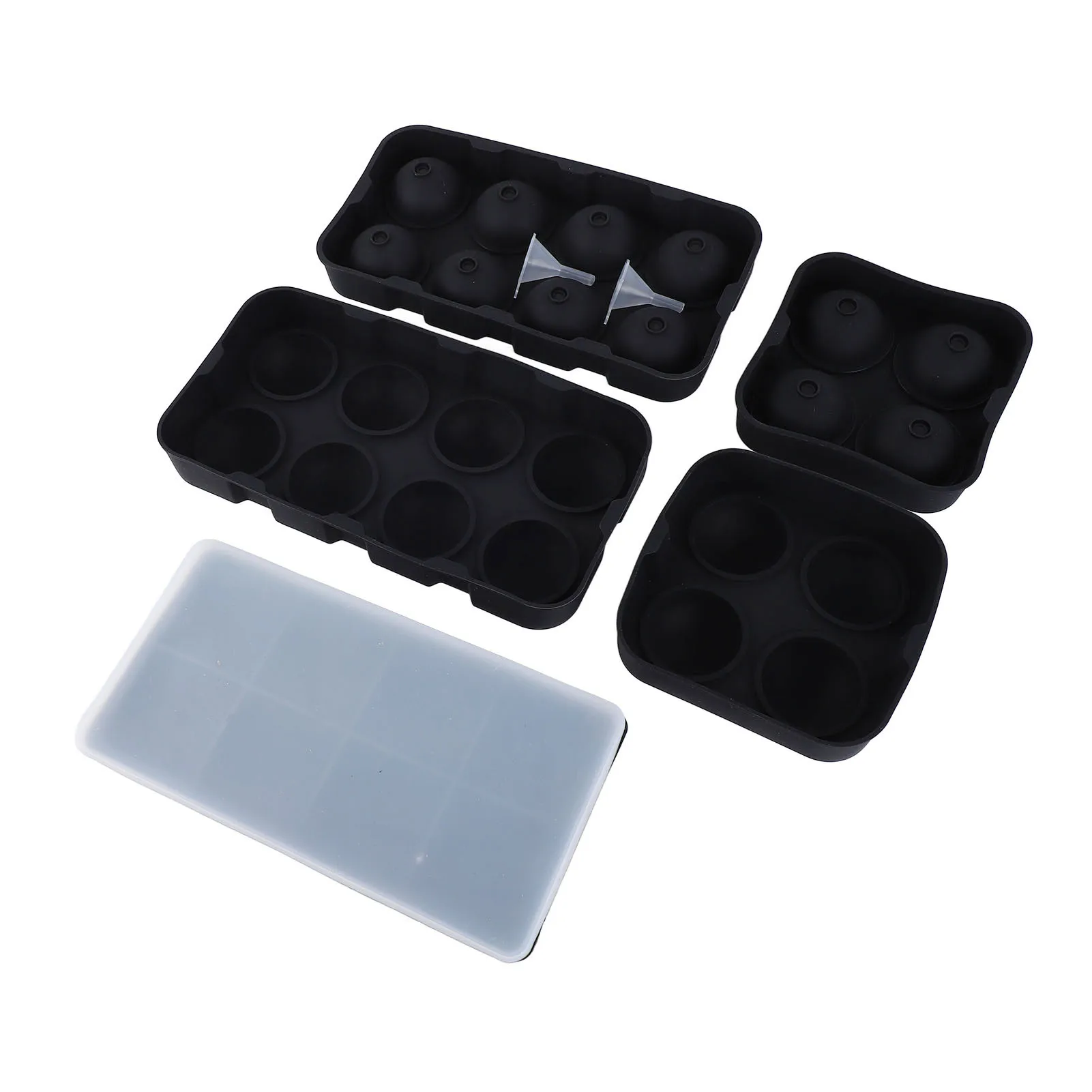 

Large Ice Cube Tray Black Silicone Easy Ice Removal Square Spherical Ice Tray For Cocktails Whiskey