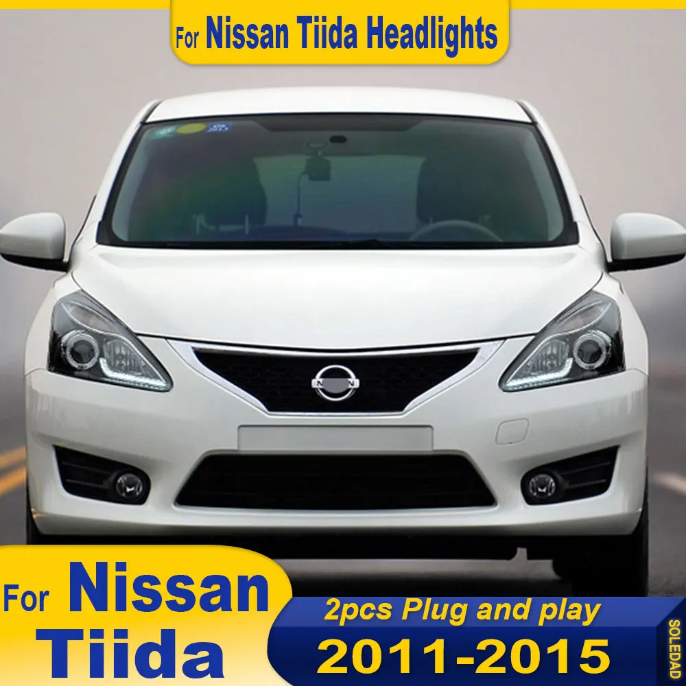 Car for Nissan Tiida 2011 2012 2013 2014 2015 LED Headlight DRL Running Turn Signal Light Led Projector Accessorie Plug and play