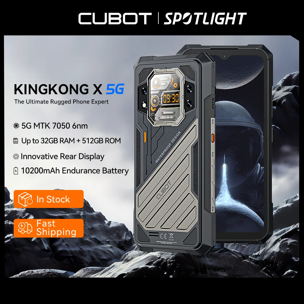 [월드 프리미어] CUBOT KINGKONG X, 러기드 스마트폰 5G, 32GB RAM(16GB+16GB 확장), 256/512GB ROM, 10200mAh 배터리, 6.583인치 120Hz 2.4K 화면, 100MP 카메라, NFC, 5g스마트폰, WiFi 6, 안드로이드 스마트폰, smartphone android, IP68/IP69K 보호, 장바구니에 담기 