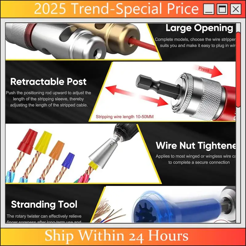 

AA64 Wire Stripper Fordrill Wire Twister Tool Fordrill Electrical Tool Wire Nut Twister