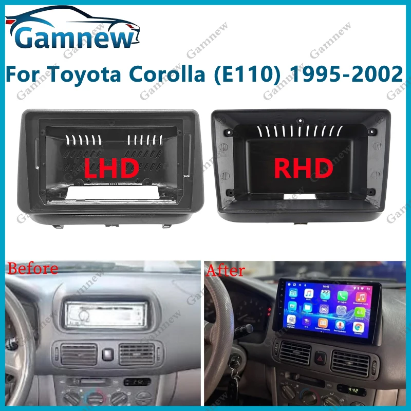Kit de Panel de Audio para Radio Android con Adaptador de Cable para Marco de Coche de 9 Pulgadas para Toyota Corolla VIII (E110) Hatchback 1995-2002