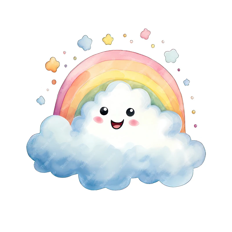 Three Ratels Watercolor cartoon rainbow wall sticker for home Decoration toilet decals