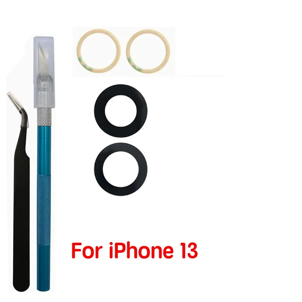 Cristal de cámara trasera para Apple iPhone 11 12 13 MIni Pro Max lente de cámara trasera con adhesivo y herramientas de extracción reemplazo de