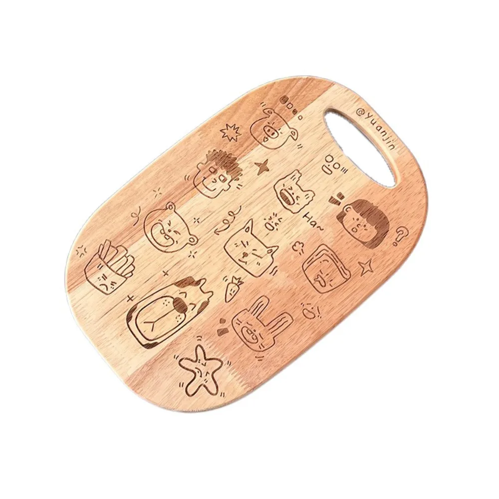 

Cute Carved Wooden Chopping Board Irregular Shape Cartoon Pattern Chopping Block Hangable Pizza Plate Baby Food