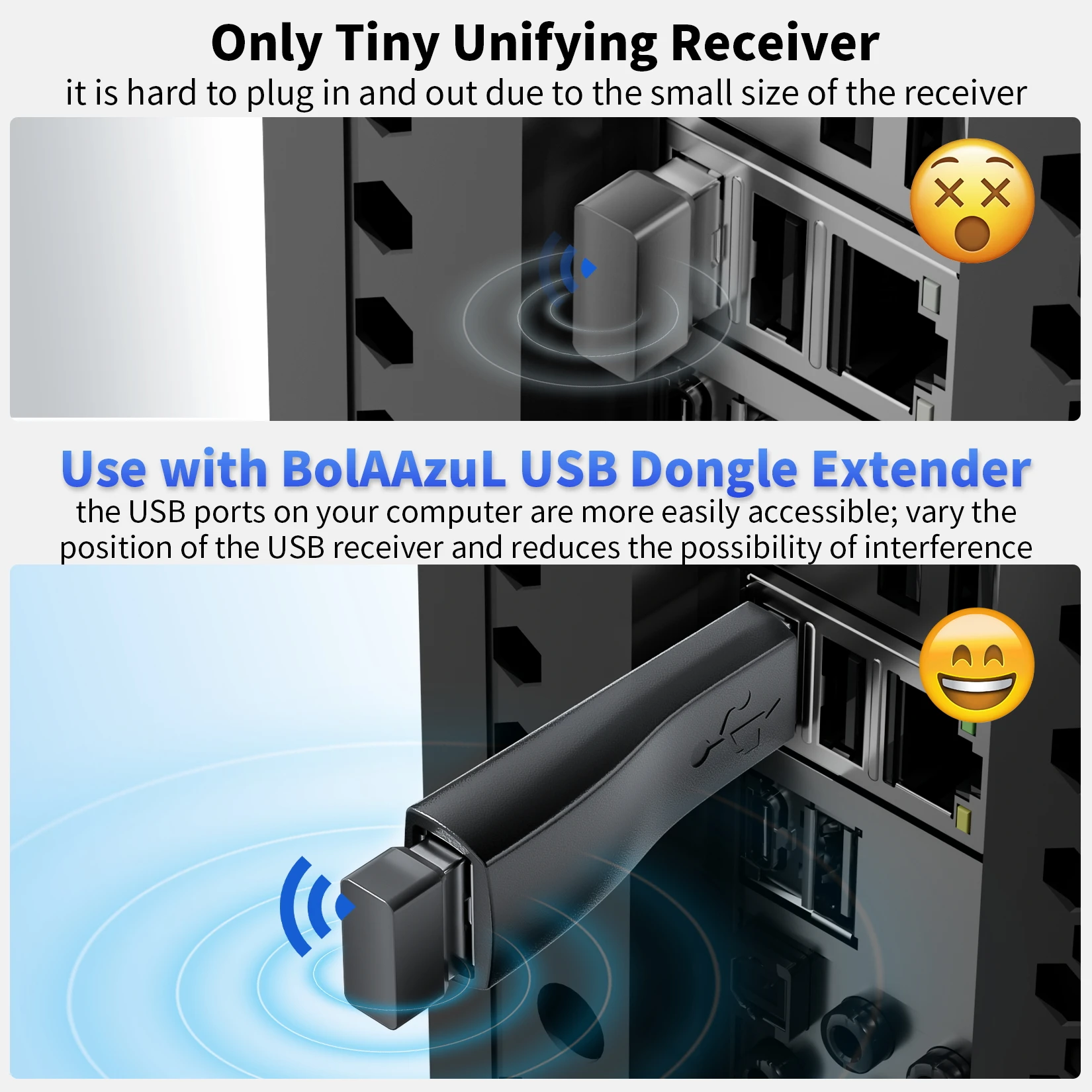 USB 2.0 Dongle Extender Connector for Logitech Unifying Receiver PC laptop and more